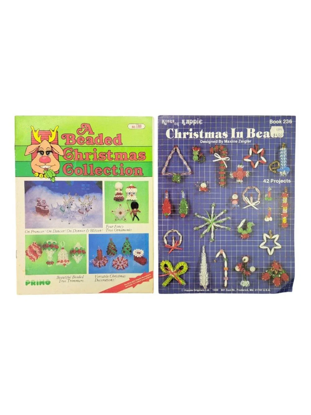 Vintage Beaded Christmas Collection & Christmas In Beads Craft Booklets Lot Of 2